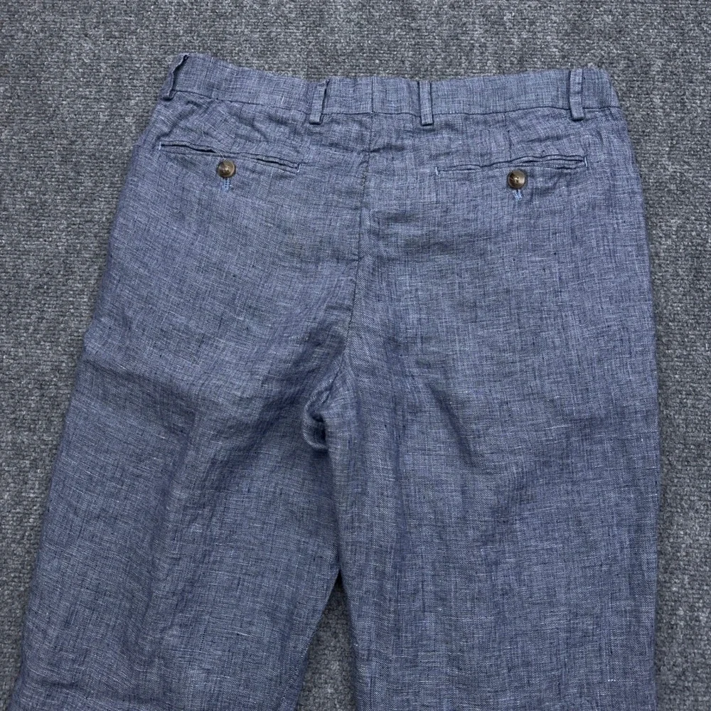 Baird McNutt Murano Linen Pants Men's 32x34 Blue Chambray Slim Fit Trouser Beach